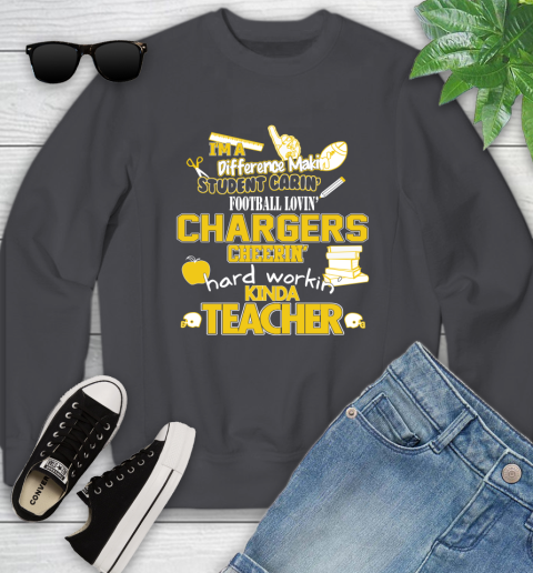 Los Angeles Chargers NFL I'm A Difference Making Student Caring Football Loving Kinda Teacher Youth Sweatshirt 5