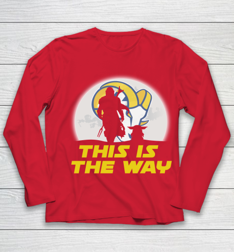 Los Angeles Rams NFL Football Star Wars Yoda And Mandalorian This Is The Way Youth Long Sleeve 8