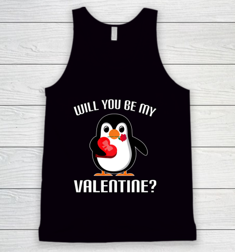 Will You Be My Valentine Funny Cute Penguin Tank Top