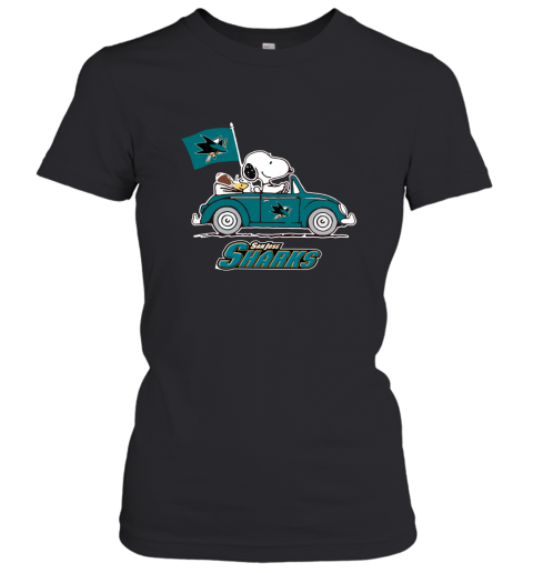 Snoopy And Woodstock Ride The San Jose Sharks Car NHL Women's T-Shirt