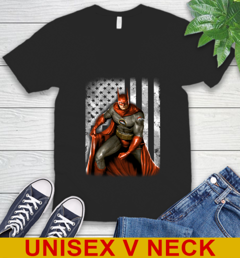Denver Broncos NFL Football Batman DC American Flag Shirt V-Neck T-Shirt
