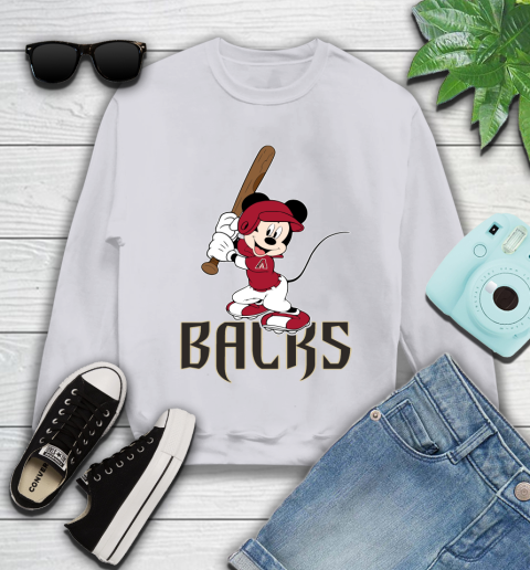 MLB Baseball Arizona Diamondbacks Cheerful Mickey Mouse Shirt Youth Sweatshirt 4