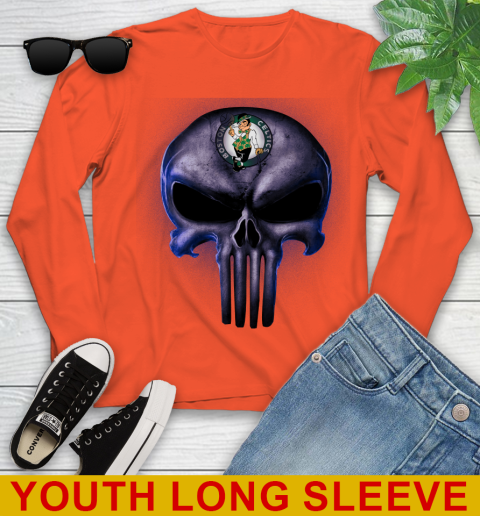 Boston Celtics NBA Basketball Punisher Skull Sports Youth Long Sleeve 3