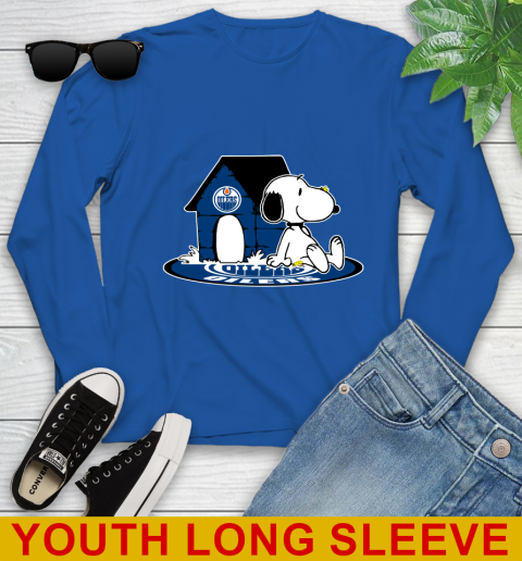 NHL Hockey Edmonton Oilers Snoopy The Peanuts Movie Shirt Youth Long Sleeve 10