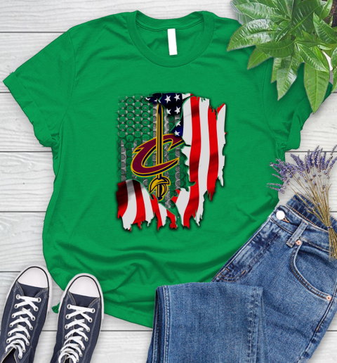 Cleveland Cavaliers NBA Basketball American Flag Women's T-Shirt 9