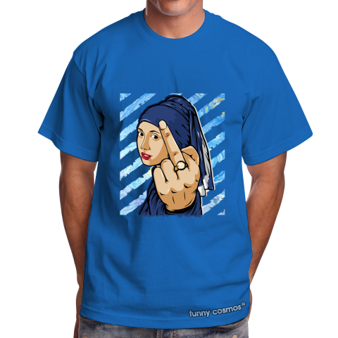 Air Jordan 12 French Blue Matching Sneaker Shirt The girl With The Pearl Earing Middle Finger White And Blue Sneaker Tshirt