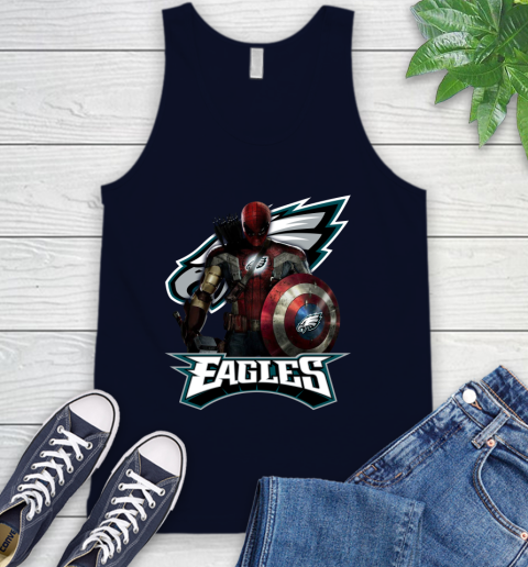NFL Captain America Thor Spider Man Hawkeye Avengers Endgame Football Philadelphia Eagles Tank Top 3