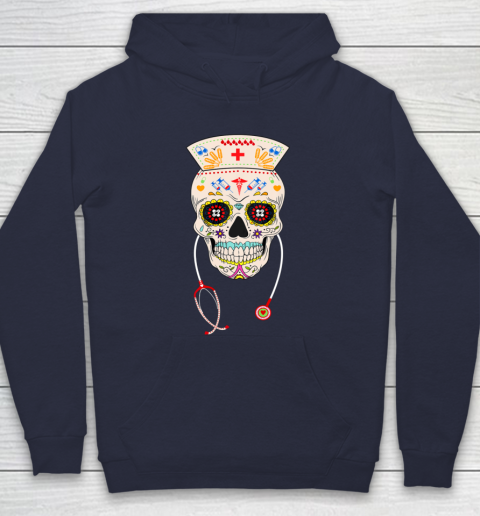 Nurse Sugar Skull Shirt Halloween Day Of The Dead Dia De Los Hoodie 2