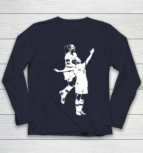 Megan Rapinoe and Alex Morgan Victory Pose  The White Stencil Youth Long Sleeve 2