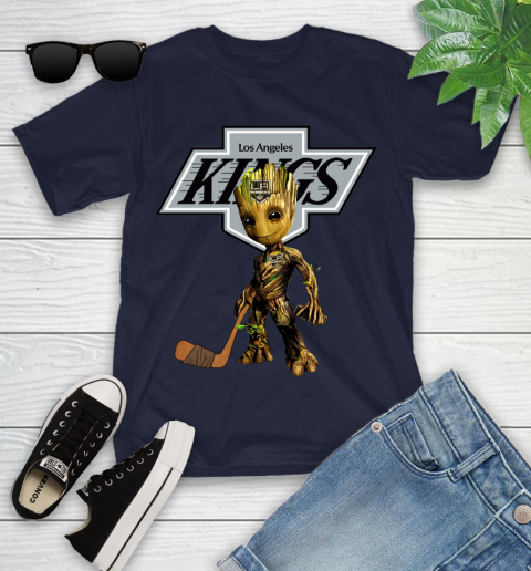 Los Angeles Kings NHL Hockey Groot Marvel Guardians Of The Galaxy Youth T-Shirt 3