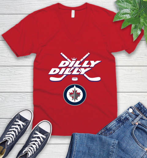NHL Winnipeg Jets Dilly Dilly Hockey Sports V-Neck T-Shirt 7