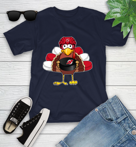New Jersey Devils Turkey Thanksgiving Day Youth T-Shirt 3