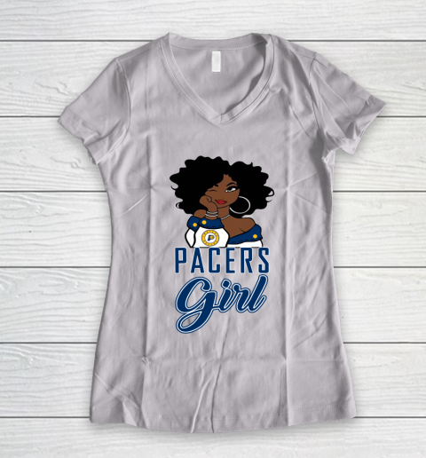 Indiana Pacers Girl NBA Women's V-Neck T-Shirt 2