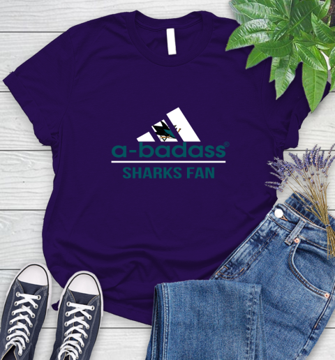 NHL A Badass San Jose Sharks Fan Adidas Hockey Sports Women's T-Shirt 4