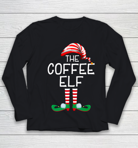 Coffee Elf Family Matching Group Christmas Gift Mom Dad Youth Long Sleeve
