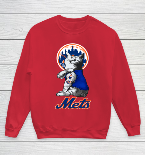 MLB Baseball My Cat Loves New York Mets Youth Sweatshirt 7