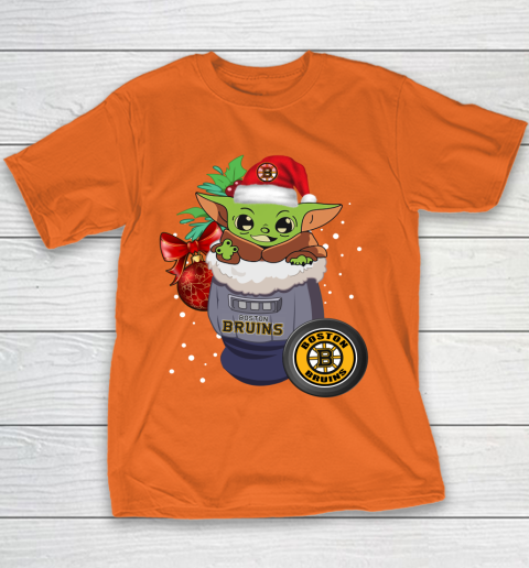 Boston Bruins Christmas Baby Yoda Star Wars Funny Happy NHL Youth T-Shirt 6