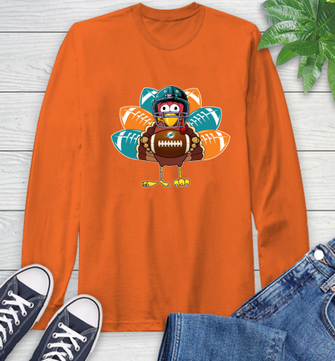 Miami Dolphins Turkey Thanksgiving Day Long Sleeve T-Shirt 5