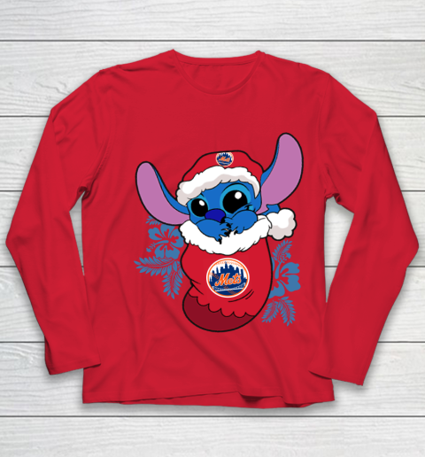 New York Mets Christmas Stitch In The Sock Funny Disney MLB Youth Long Sleeve 10