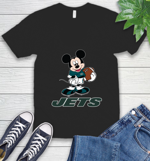 NFL Football New York Jets Cheerful Mickey Mouse Shirt V-Neck T-Shirt