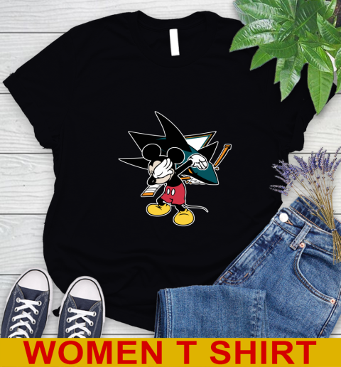 San Jose Sharks NHL Hockey Dabbing Mickey Disney Sports Women's T-Shirt 2
