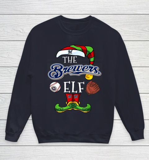 Milwaukee Brewers Christmas ELF Funny MLB Youth Sweatshirt 2