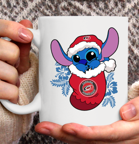 Carolina Hurricanes Christmas Stitch In The Sock Funny Disney NHL Ceramic Mug 11oz 4