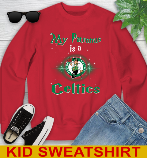 NBA Basketball Harry Potter My Patronus Is A Boston Celtics Youth Sweatshirt 7