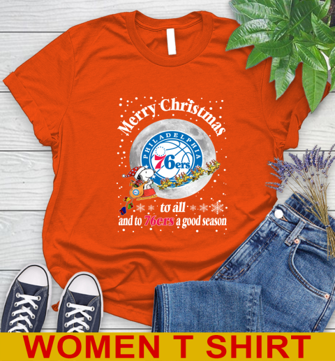 Philadelphia 76ers Merry Christmas To All And To 76ers A Good Season NBA Basketball Sports Women's T-Shirt 3