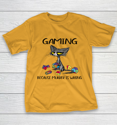 Gaming Because Murder Is Wrong Funny Cats Lovers Gamer T-Shirt 2