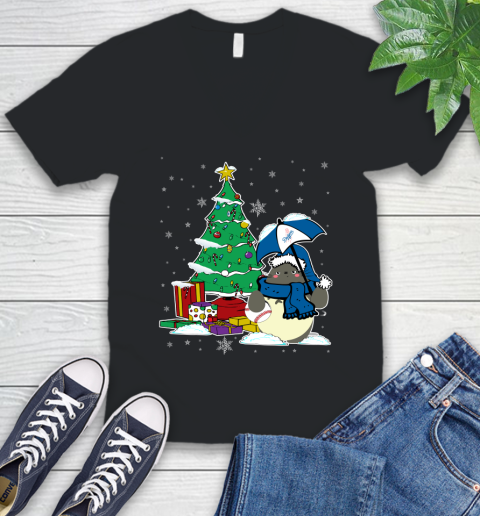 Los Angeles Dodgers MLB Baseball Cute Tonari No Totoro Christmas Sports V-Neck T-Shirt
