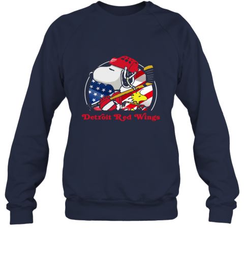 vx8l detroit red wings ice hockey snoopy and woodstock nhl sweatshirt 35 front navy