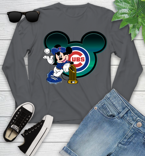 MLB Chicago Cubs The Commissioner's Trophy Mickey Mouse Disney Youth Long Sleeve 8