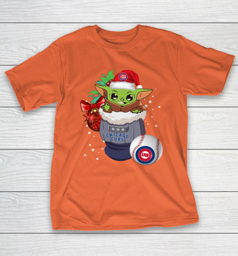 Chicago Cubs Christmas Baby Yoda Star Wars Funny Happy MLB T-Shirt