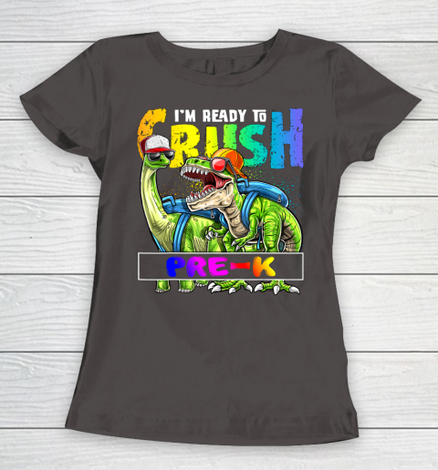 Next Level t shirts I m Ready To Crush Pre K T Rex Dino Holding Pencil Back To School Women's T-Shirt 7