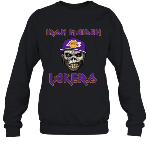 ieov nba los angeles lakers iron maiden rock band music basketball sweatshirt 35 front black