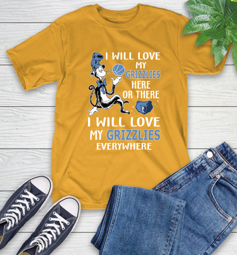 NBA Basketball Memphis Grizzlies I Will Love My Grizzlies Everywhere Dr Seuss Shirt T-Shirt 2