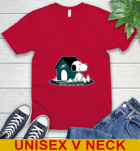 NFL Football Philadelphia Eagles Snoopy The Peanuts Movie Shirt V-Neck T-Shirt 7