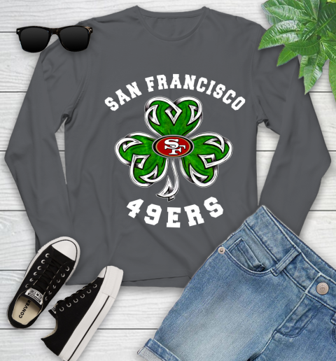 NFL San Francisco 49ers Three Leaf Clover St Patrick's Day Football Sports Youth Long Sleeve 9