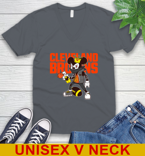 Cleveland Browns NFL Football Mickey Peace Sign Sports V-Neck T-Shirt 5