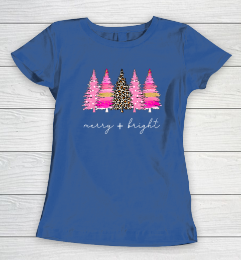 Merry and Bright Shirt Leopard Christmas Tree Christmas Costume Women's T-Shirt 13