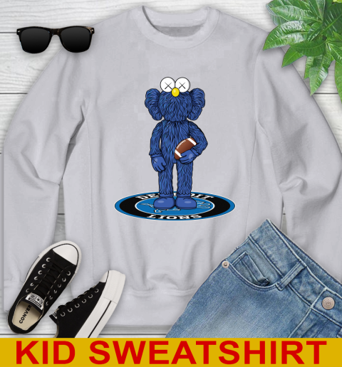 NFL Football Detroit Lions Kaws Bff Blue Figure Shirt Youth Sweatshirt 4