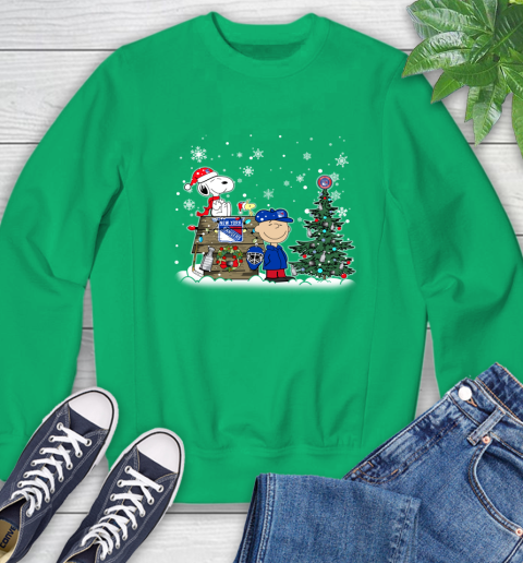 NHL New York Rangers Snoopy Charlie Brown Woodstock Christmas Stanley Cup Hockey Sweatshirt 7
