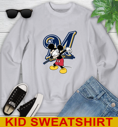Milwaukee Brewers MLB Baseball Dabbing Mickey Disney Sports Youth Sweatshirt 4