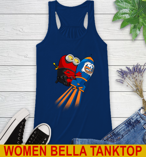 NHL Hockey New York Islanders Deadpool Minion Marvel Shirt Racerback Tank 7
