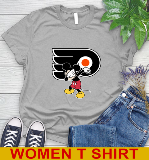 Philadelphia Flyers NHL Hockey Dabbing Mickey Disney Sports Women's T-Shirt 5
