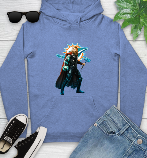 NFL Thor Avengers Endgame Football Miami Dolphins Youth Hoodie 12