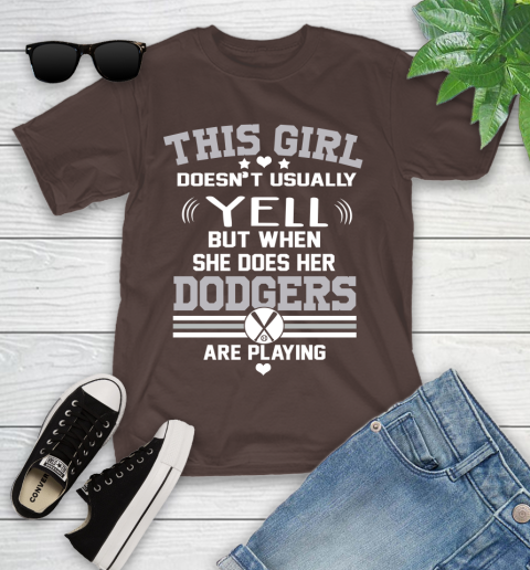 Los Angeles Dodgers MLB Baseball I Yell When My Team Is Playing Youth T-Shirt 7