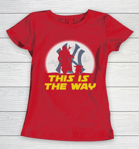 New York Yankees MLB Baseball Star Wars Yoda And Mandalorian This Is The Way Women's T-Shirt 9