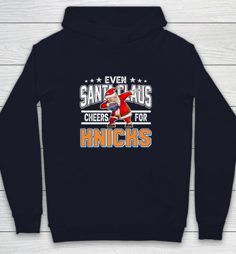 New York Knicks Even Santa Claus Cheers For Christmas NBA Youth Hoodie 2